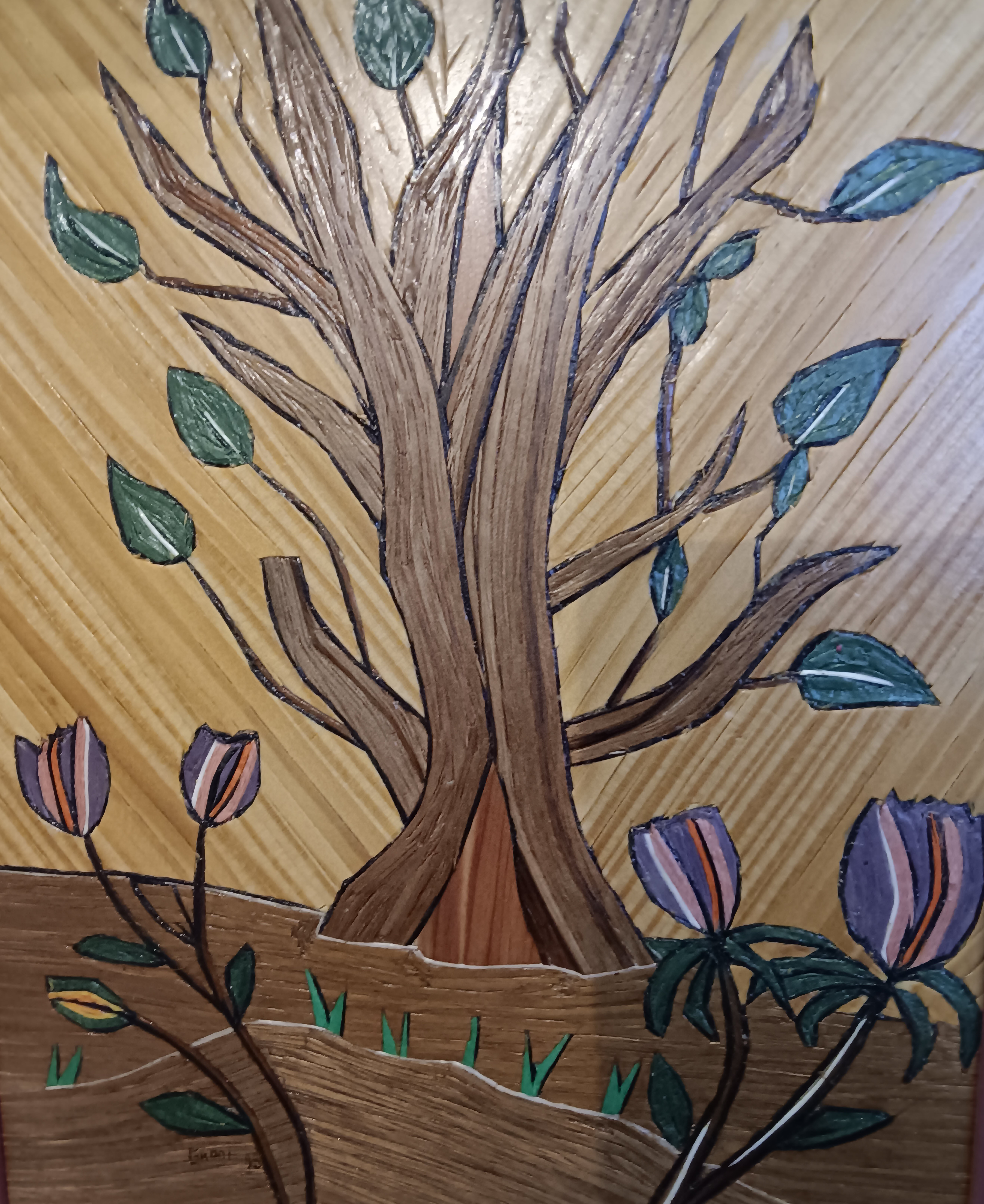 Together Forever, a marquetry art piece by Errol Bruce
